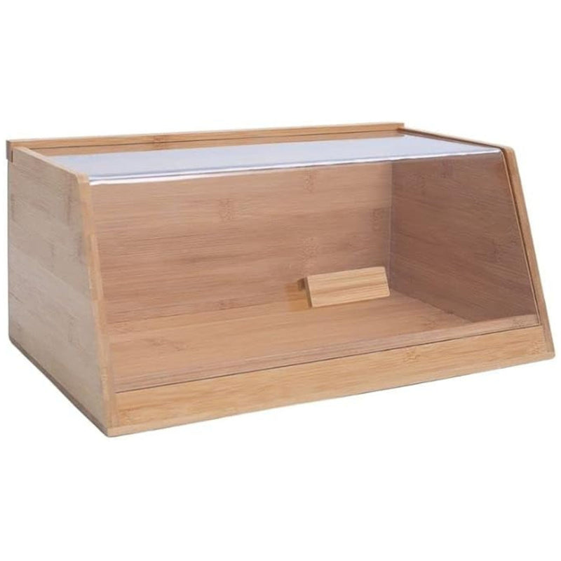Porta Pão de Bambu com Tampa Transparente em Acrílico