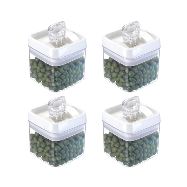 Kit 4 Potes Herméticos de Acrílico Quadrado Pequeno 1,1L