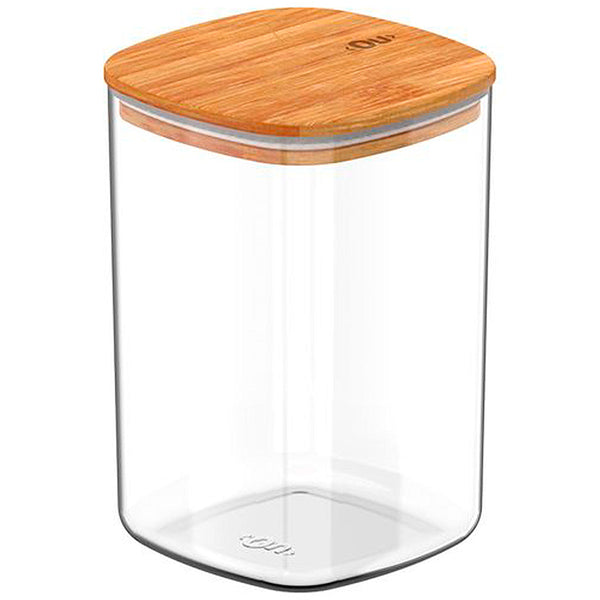 Pote Hermético Quadrado com Tampa de Bambu 1L - OU