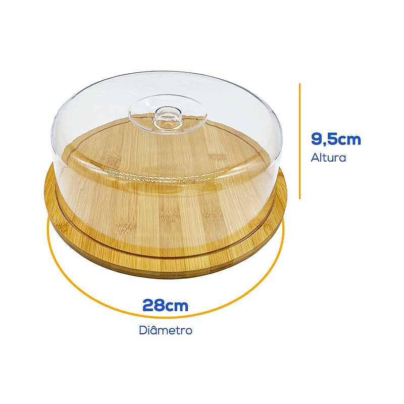 Boleira de Bambu com Tampa de Acrílico Transparente Minimalista Sustentável
