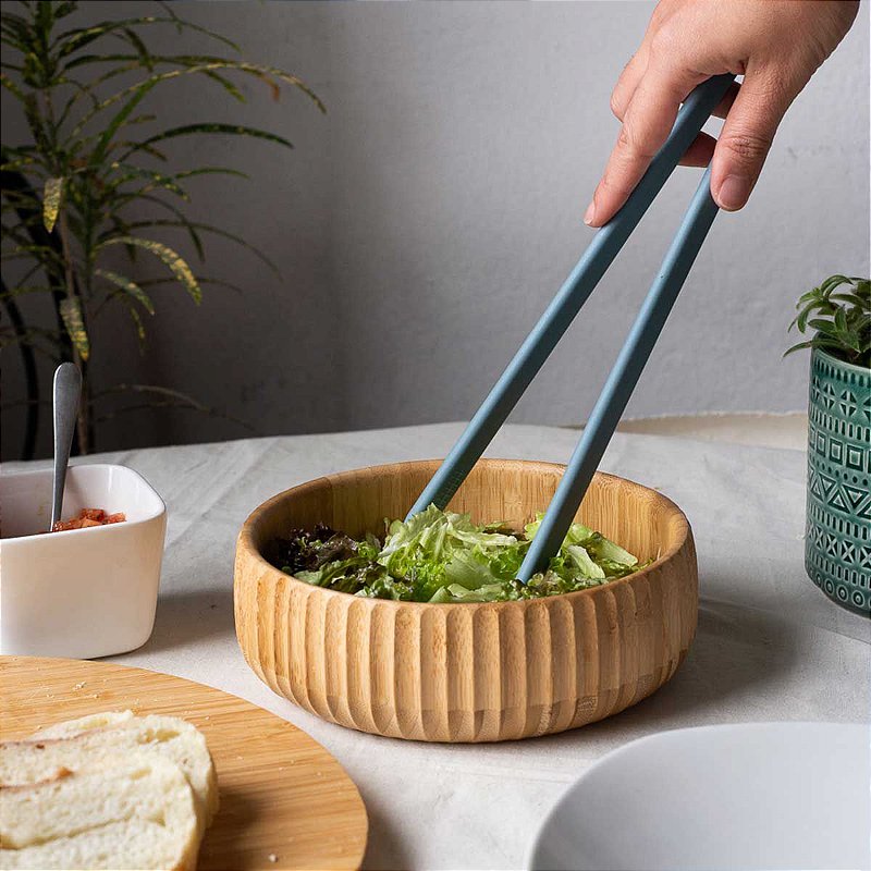 Kit 3 Tigela de Bambu Canelado para Servir Petiscos Porções Decoração Cozinha
