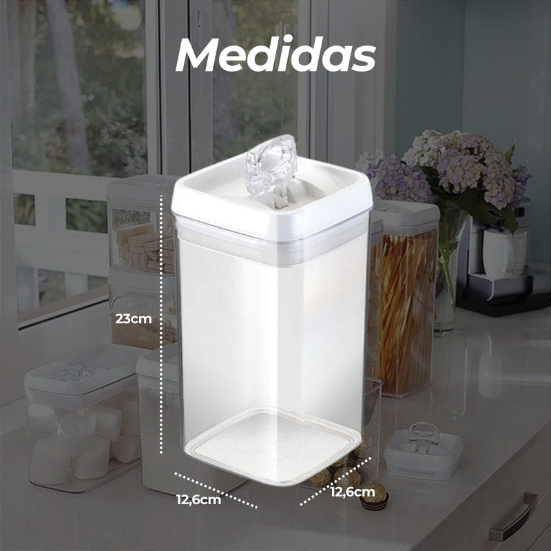 Kit 6 Potes Herméticos Quadrado Grande 2,3L para Mantimentos de Acrílico